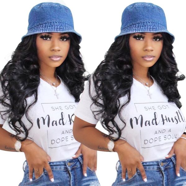 

personalized fashion european and american style women's large chest letter pattern printed t-shirt summer, White