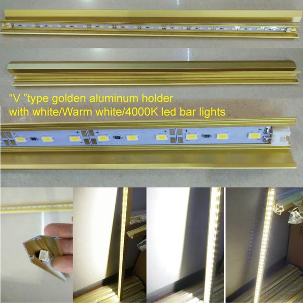 

strips 50pcs*30/50cm factory wholesale dc12v 36 smd 5630 led hard rigid white/warm/4000k strip bar light with golden aluminum shell