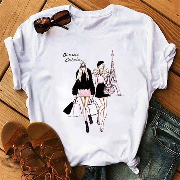 

fashion print gothic women short sleeve soft clothes girl friends, White