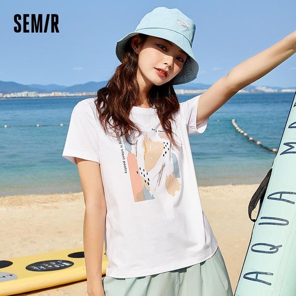

women's t-shirt semir short sleeve t-shirts women 2021 oil painting korean style chic summer design female niche clothes tee shirts, White