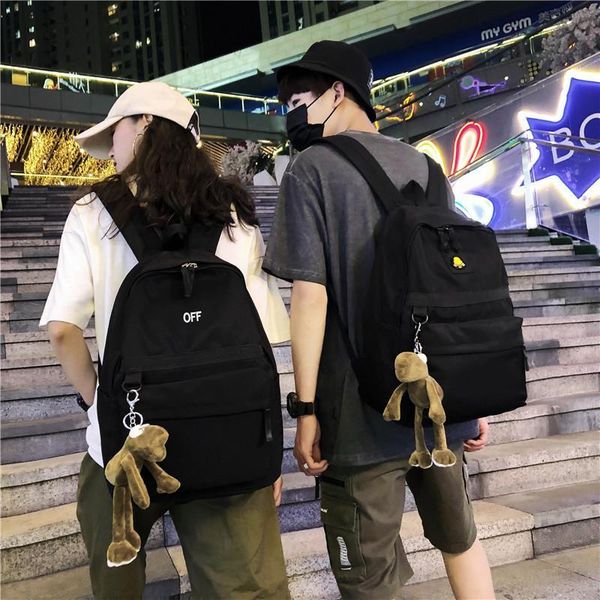 

black women and men backpack fashionable simple style large capacity rucksack mochila school bag solid bagpack