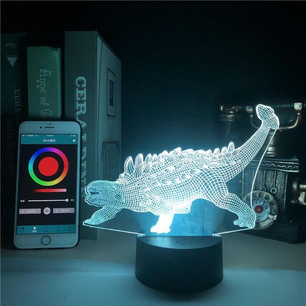 

night lights the ankylosaurus dinosaurs app control 3d lamp animal bright base multi-color with remote touch sensor direct supply atmosphere