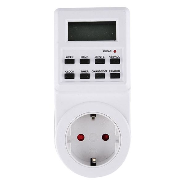 Timers UE/US/UK/AU 230V Plugh Socket Socket Plug-in Programmable Timer com relógio Função aleatória de verão