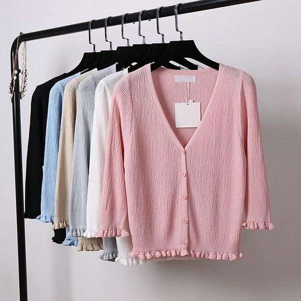 

women's jackets 2021 women sweet half sleeve jacket spring cardigan elegant short casual solid coat blusa, Black;brown