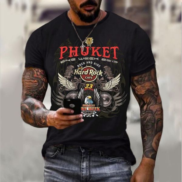 

PHUKET original 3D printing T-shirt unique fashion beautiful breathable comfortable daily party travel visual impact Gothic Style Mens short sleeves, White;black