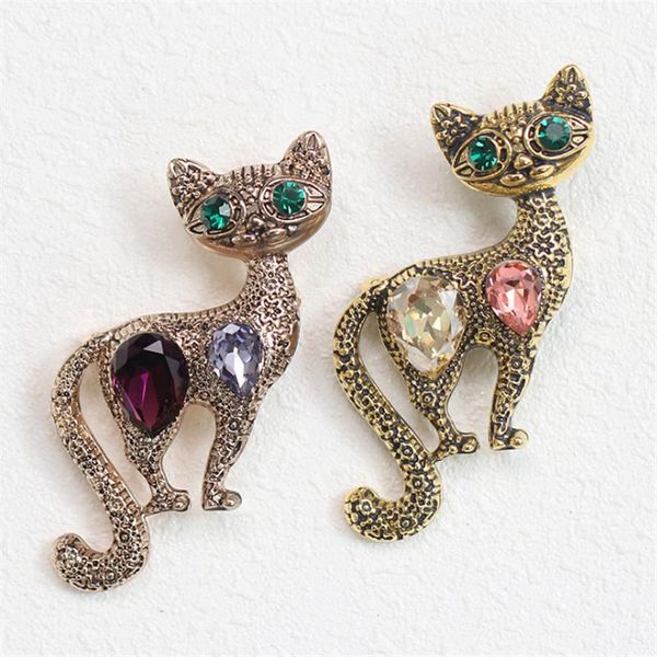 

pins, brooches cute little cat pin up jewelry for women suit hats clips corsages brand bijoux crystal brooch bijouterie, Gray