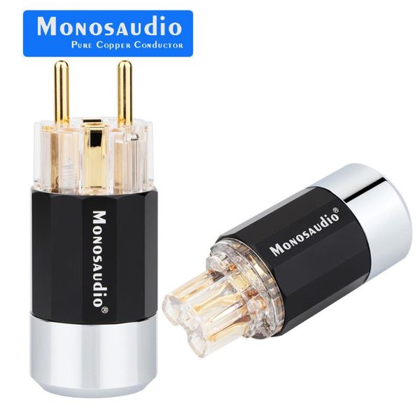 

smart power plugs monosaudio e109g f109g 99.998% hi-end pure copper rhodium plated hifi schuko version cable connector jack eu plug