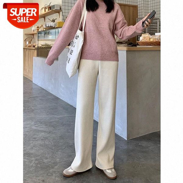 

white wide-leg pants women thickened drape knit straight-leg waist thin corduroy mopping trousers #jh8s, Black;white