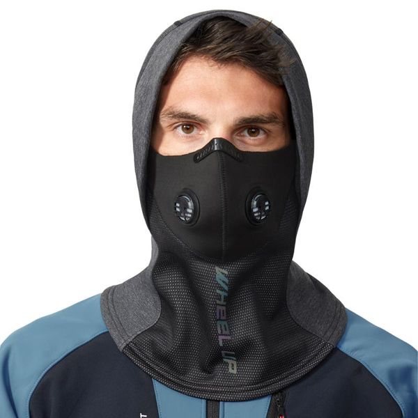 

winter windproof cap fleece face neck cover ski hood snowboard hat warm scarf for sports wear cycling caps & masks, Black