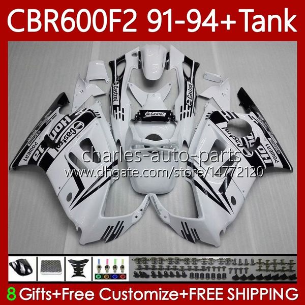 Karosserie + Tank für HONDA CBR 600F2 600 F2 CC 600FS 91 92 93 94 Karosserie 63Nr.134 CBR600 FS CBR600F2 CBR600FS 1991 1992 1993 1994 CBR600-F2 600CC 91-94 Verkleidungsset glänzend weiß