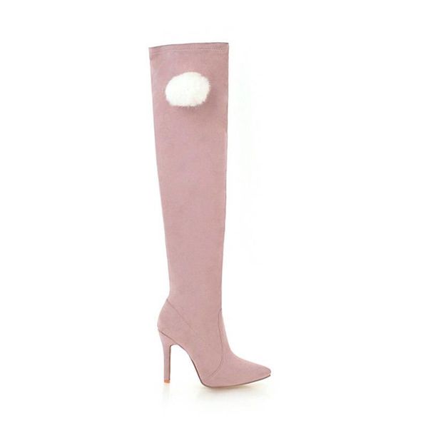 

boots qplyxco2021 size 34-48 over the knee women pointed toe autumn winter stiletto heels long prom shoes, Black