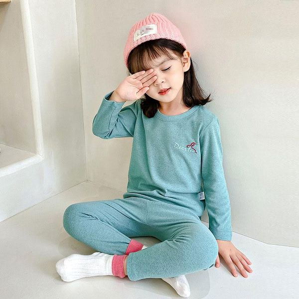 

pajamas teenager girls pajama sets toddler boys nightwear 2pcs winter autumn long sleeved baby round neck homewear casual kids pyjamas, Blue;red