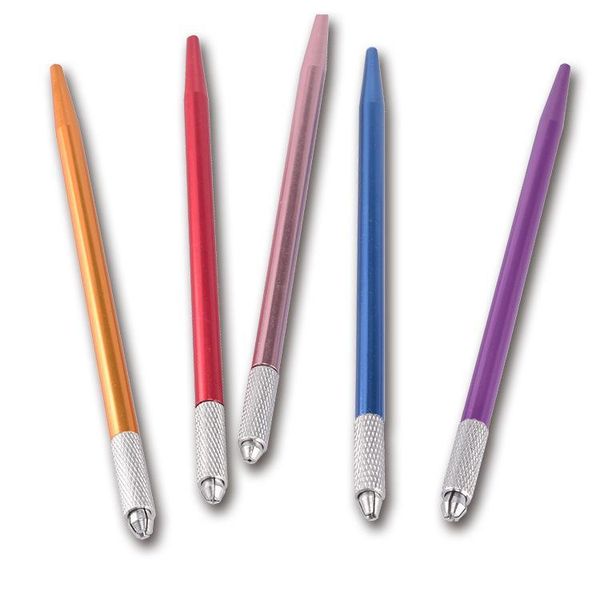 

100pcs silver aluminum alloy professional permanent makeup pen 3d embroidery makeup manual pen tattoo eyebrow microblade