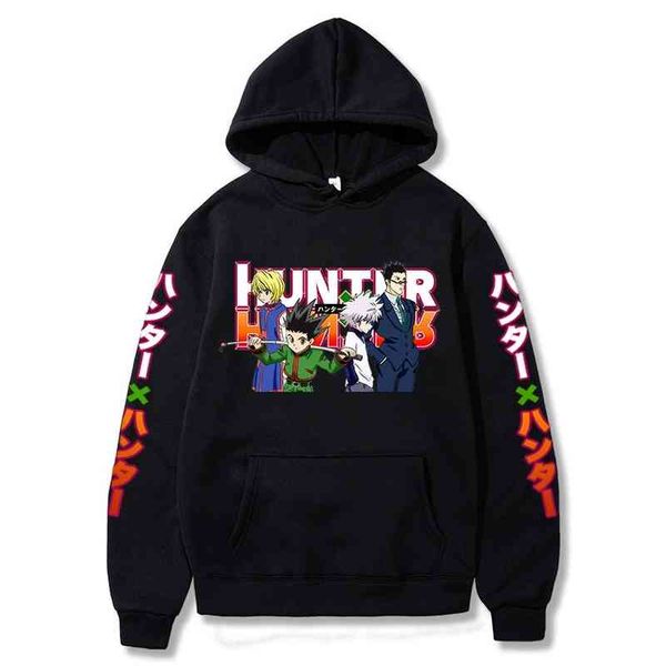 

x hunter killua leorio kurapika gon hisoka and neferpitou long sve hoodie harajuku, Black