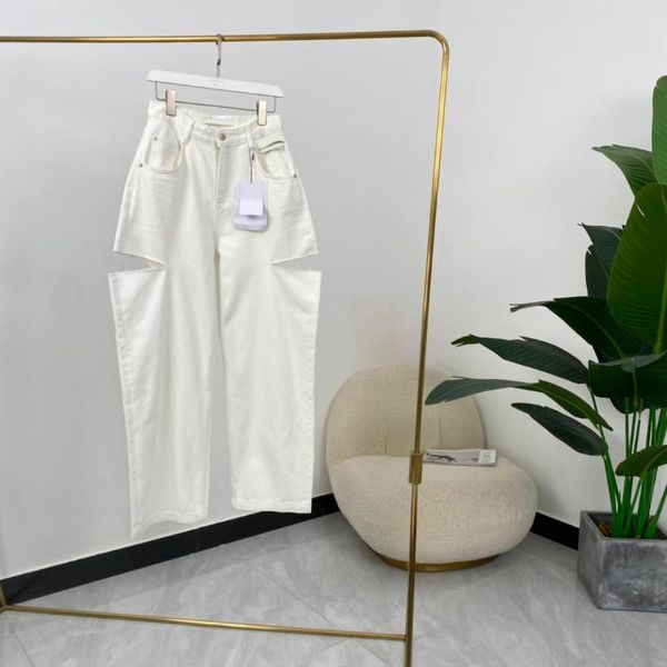 

women's jeans baggy 2021 autumn ladies casual white blue cut ourt denim trousers