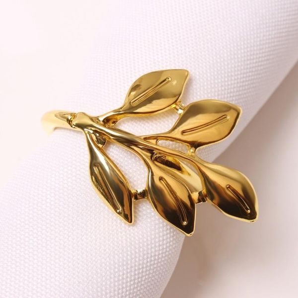 

napkin rings electroplated gold 5 petal leaves ring fashion buckle 2pcs