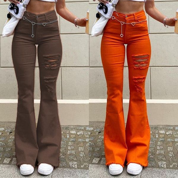 

women's jeans women high waist flare pants brown jean y2k clothing streetwear skinny denim trousers e girl clothes, Blue
