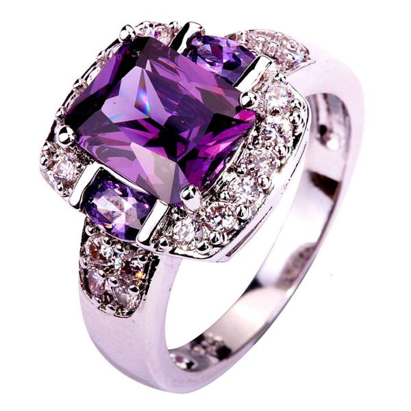 

fashionable and popular diamond purple copper silver platinum zircon ring, Black