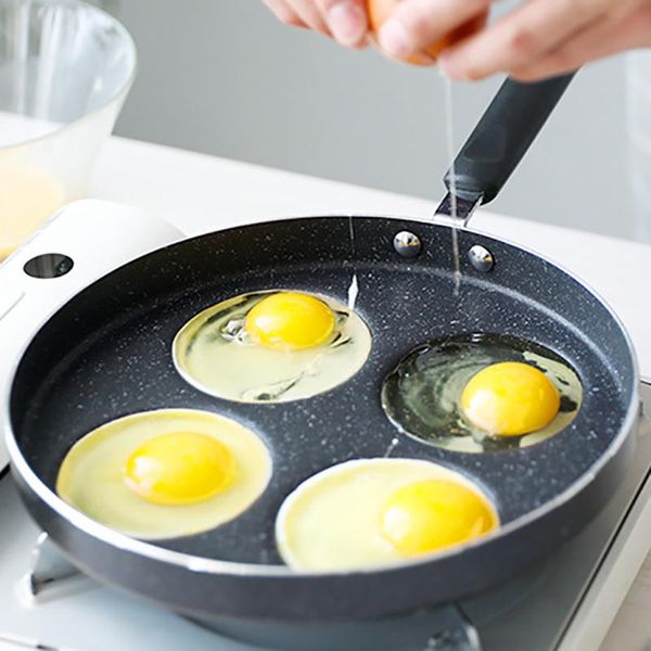 

pans 4-hole frying pot pan thickened omelet non-stick no oil-smoke pancake steak cooking egg ham breakfast maker cookware