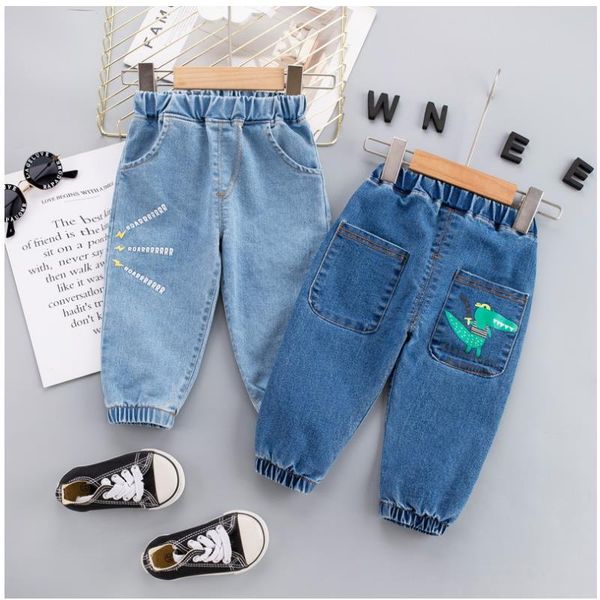 

trousers spring autumn fashion baby boys jeans kids cotton spot cartoon animation denim toddler clothing version children pants, Blue