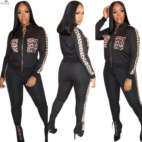 

two piece dress 2021 winter spring tracksuit women set full sleeve jackets+pants suit leopard print night sportwear outfits, White