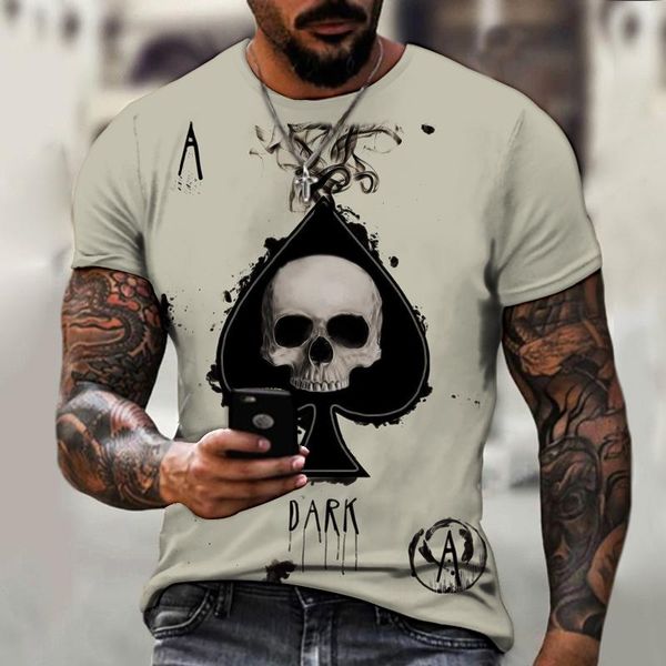 

men's t-shirts skull spades a 3d graphic t-shirt everyday casual summer fashion short sleeve high street o-neck wear, White;black