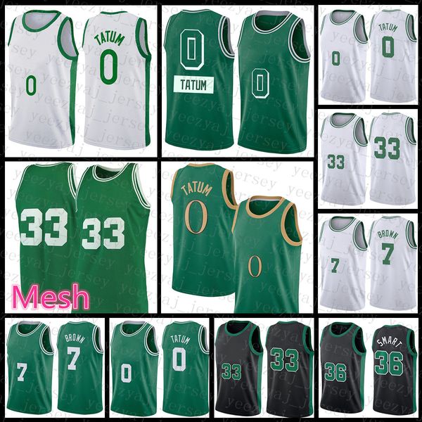 Maglia da basket Jayson 0 Tatum Mens Youth Kids Jaylen 7 Brown Marcus 36 Smart 2021 New Green