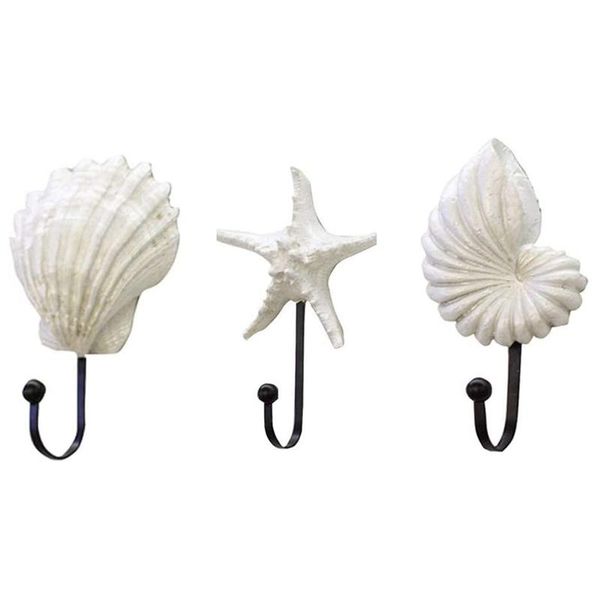 

3pcs resin clothes hook mediterranean style hooks scallop conch sea star decor wall mounted hanger & rails