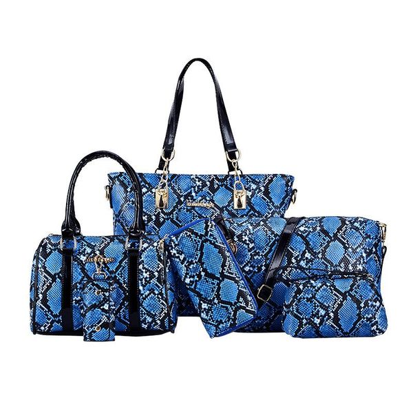 

evening bags luxury texture 2021 fashion designer six-piece combination shoulder leather bag printed snake pattern large capacity handbag