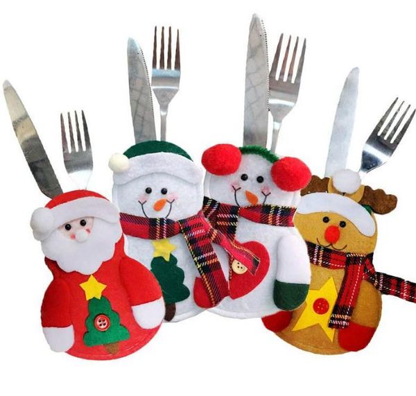 2021 Рождественское Рождество Санта-Клаус Снеговик Лось Нож Вилка Сумка Посуда Посуда Ужин Столовые Приготовления Декор