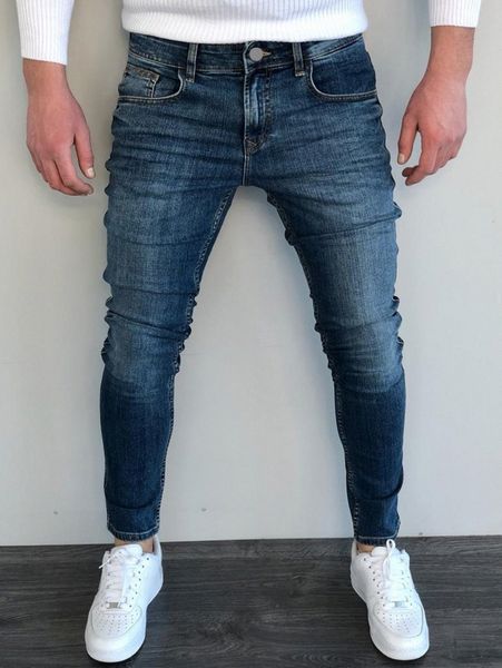 

men washed zipper fly skinny jeans u7ck#, Blue