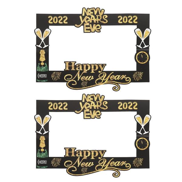 

christmas decorations 2pcs 2022 happy year po booth frames year's eve party