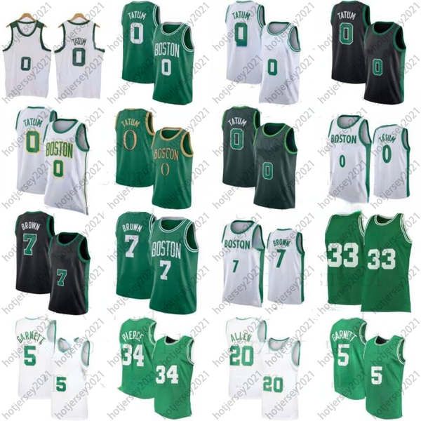 

vintage jayson 0 tatum jaylen 7 brown basketball jersey retro rondo kevin 5 garnett paul 34 pierce 20 allen shirt quality, Black;red