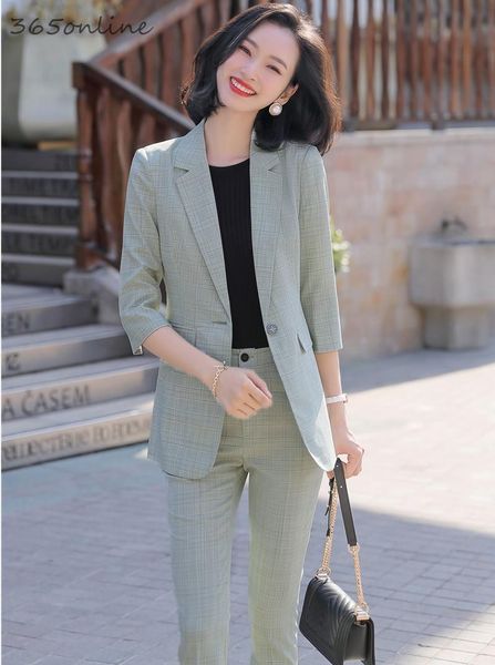 

women's suits & blazers formal uniform designs pantsuits with 2 piece set pants and jackets coat styles spring summer ol professional, White;black