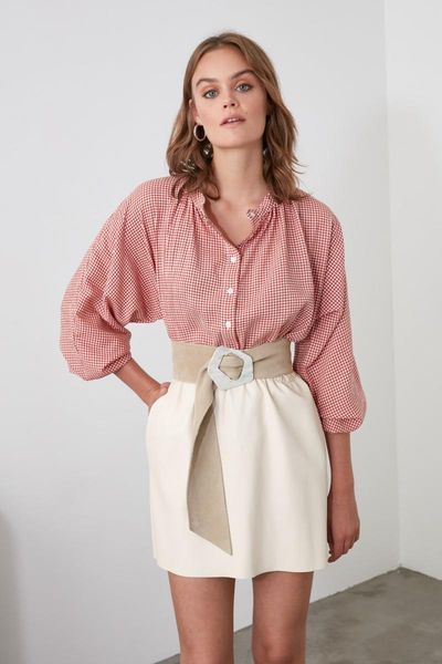 

women's blouses & shirts trendyol plaid shirt twoaw21go0114, White