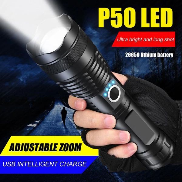 

flashlights torches zezzoÂ® powerful led p50 usb rechargeable outdoor tactical camping hunting waterproof torch lantern zoo