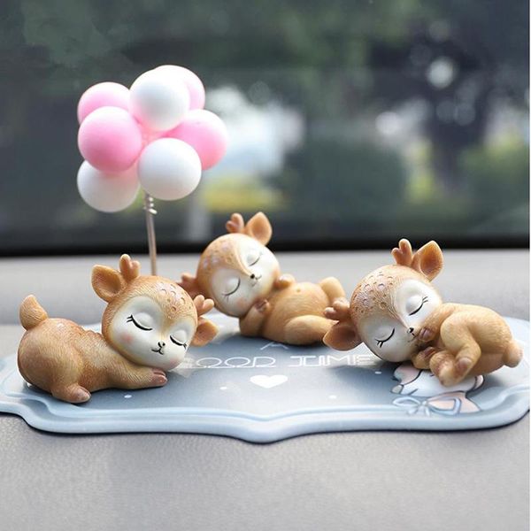 

decorative objects & figurines 6 pcs/set car decoration sleeping baby deer hand painting ornament home decorations cafe crafts xmas gift