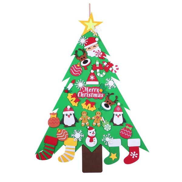 Decorazioni natalizie Amosfun Albero in feltro Appeso fai-da-te con ornamenti 32PCS Decorazioni da parete per bambini Regali di Natale Decorazione della porta di casa