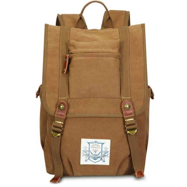 

backpack brand canvas men large capacity vintage daypack school bags for teenagers lap15.6 " rucksack male -coffee