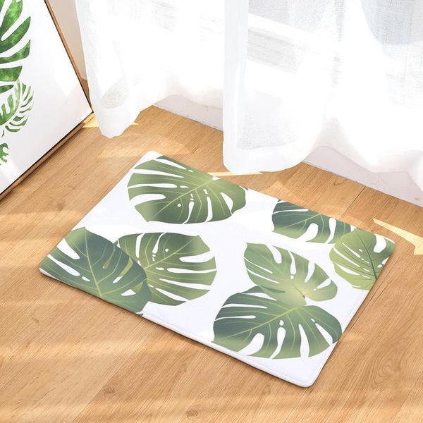 

banana leaf printing floor cushion door mat kitchen foot rugs bathroom water absorbent anti-slip protector carpets