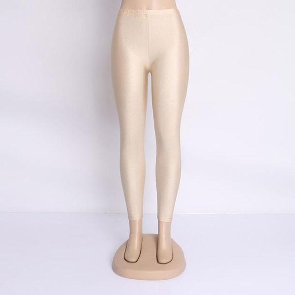 

women's leggings solid color pants large shiny elastic casual for girls, Black