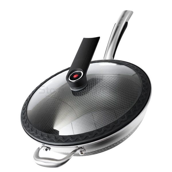 

pans stainless steel frying pan household non stick pot double sided screen micro pressure cooker uncoated wok