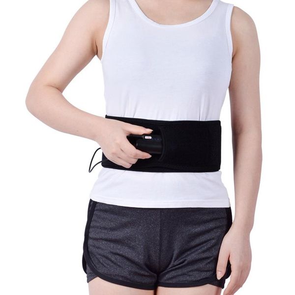 

electric heating waist pad warmer belt usb women period low back pain relief lumbar uterus support, Black;gray