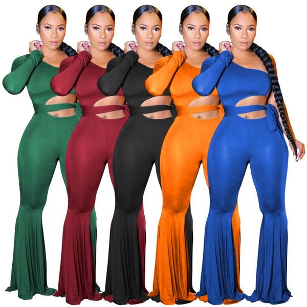 

women's jumpsuits & rompers a6635 european american autumn and winter shoulder detachable belt wide leg jumpsuit spot wholesale, Black;white