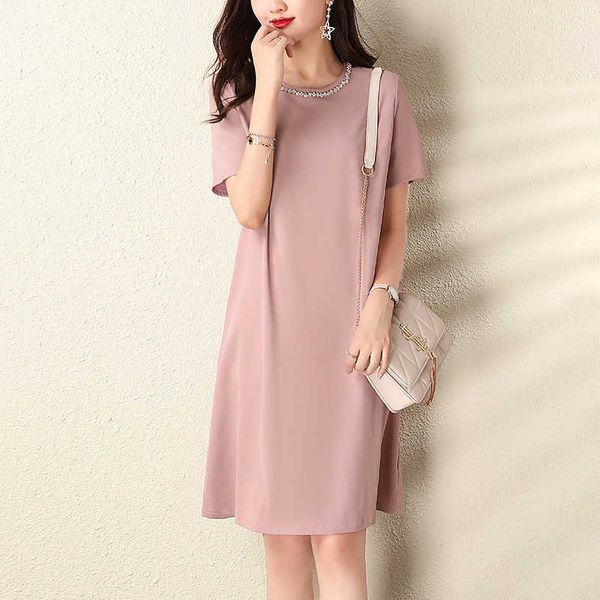 

back 2021 zipper fashion slim h-type short sleeve drs women's summer skirt, Black