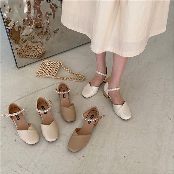 

brief pumps slimming shoes 2021 summer high heels square toe mary jane chunky sandals hollow clogs for women sweet all-match lat dress, Black