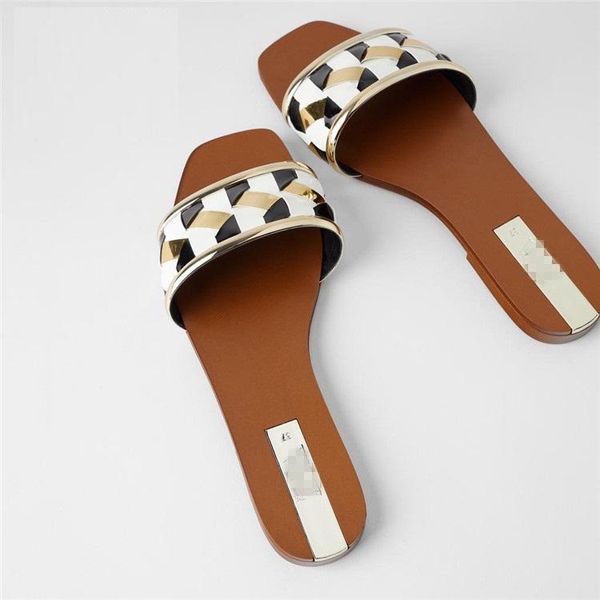 

women's outdoor slippers 2021 summer casual flat woven, Black