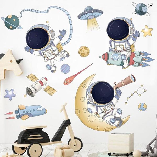 

gift wrap removable cartoon space astronaut wall stickers for kids room nursery decor