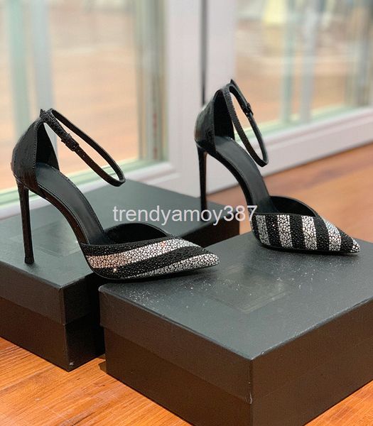 

dress shoes early spring black silver stripe high heels and elegant temperament upper toe women's sandals