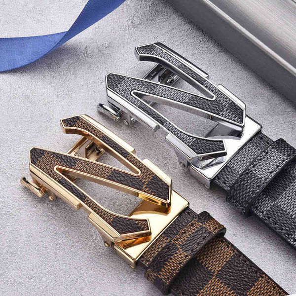 

belts buckles zb pasted leather with word automatic buckle business cowhide crocodile belly pattern 100 men's leisure, Black;brown